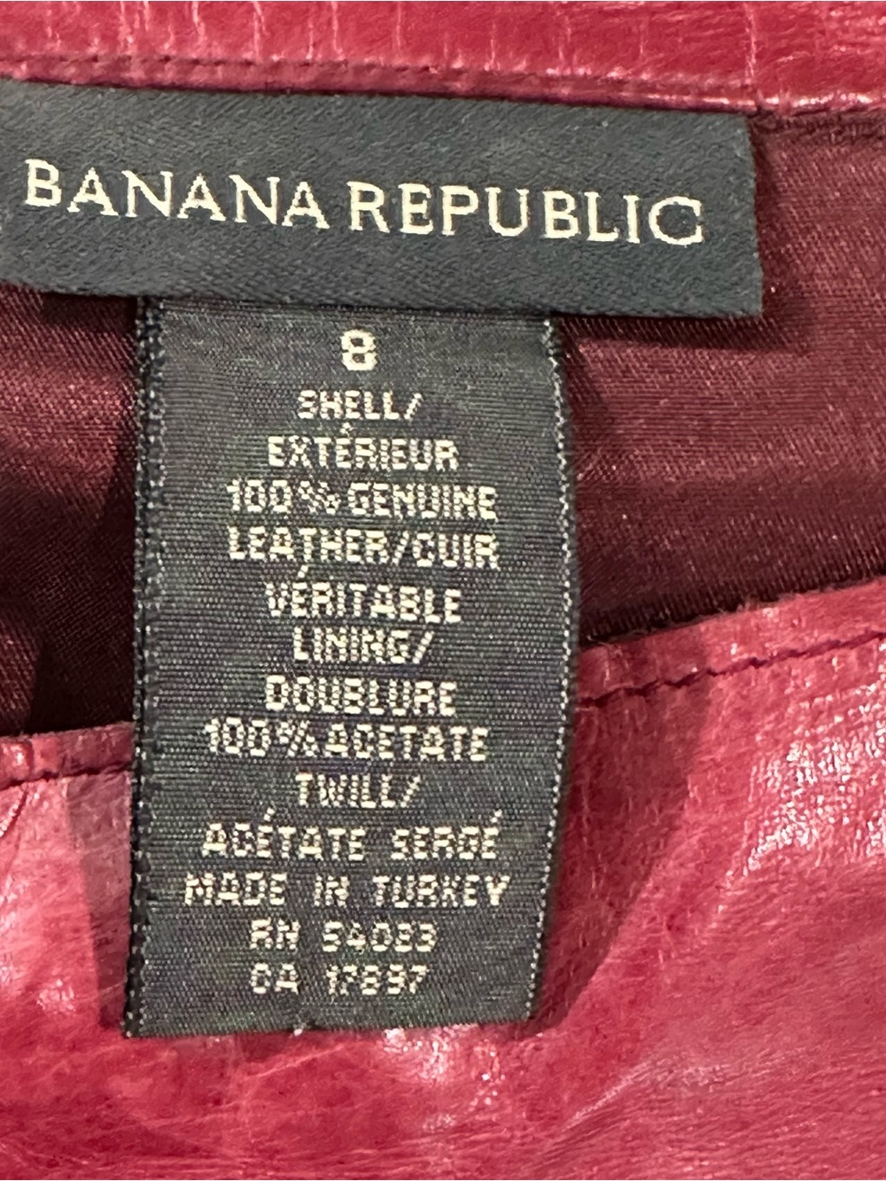 Banana Republic Burgundy Leather A-Line Skirt - Picture 7 of 9